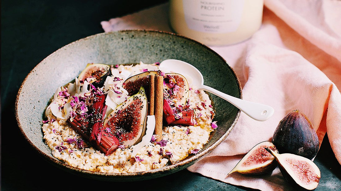 Roasted Fig, Rhubarb and Vanilla Bircher Muesli